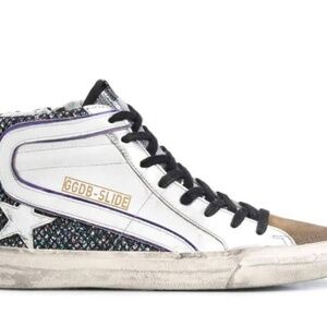 GOLDEN GOOSE Slide Metallic Glitter High-Top Sneakers Size 37